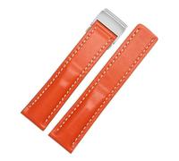 SRTYDCUR 20 mm 22 24 Uhrenarmbänder aus Kalbsleder, kompatibel mit Breitling-Uhrenarmband, Lederarmband, Schwarz, Braun, Blau, Gürtelarmband(Orange,22mmBlack Buckle)