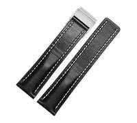 SRTYDCUR 20 mm 22 24 Uhrenarmbänder aus Kalbsleder, kompatibel mit Breitling-Uhrenarmband, Lederarmband, Schwarz, Braun, Blau, Gürtelarmband(Black,22mmGold Buckle)