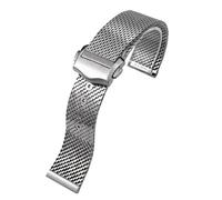 SRTYDCUR 20 mm Edelstahl-Uhrenarmband for Seiko, kompatibel mit Omega, Seamaster 007, Taucherarmband, Milanaise-Mesh-Armband, Faltschließe