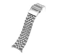 SRTYDCUR 20mm 22mm Massives Edelstahlarmband Gebogenes Ende Faltschließe Herren Metall Ersatzband Armband Uhrenzubehör for Seiko(5 pointer,22mm)