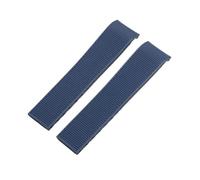 SRTYDCUR 21 mm weiches Naturkautschuk-Uhrenarmband, kompatibel mit Longines-Armband Conquest HydroConquest L3.781 741 782, schwarz-blaues Silikon-Uhrenarmband(Blue,Silver Fold Buckle)