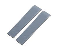 SRTYDCUR 21 mm weiches Naturkautschuk-Uhrenarmband, kompatibel mit Longines-Armband Conquest HydroConquest L3.781 741 782, schwarz-blaues Silikon-Uhrenarmband(Grey,Silver Fold Buckle)