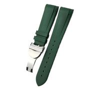 SRTYDCUR 22 mm 20 Uhrenarmband aus Naturkautschuk, kompatibel mit Tudor Black Bay GMT 1958, gebogene Faltschließe, grün-blau-rotes Armband(Green fold buckle)