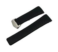 SRTYDCUR 22 mm 24 Uhrenarmbänder aus Naturkautschuk, kompatibel mit TAG HEUER GRAND CARRERA Armband, wasserdichtes Sportarmband, weiches Silikonarmband(Black-silver,24mm)