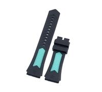 SRTYDCUR 22 mm atmungsaktives, zweifarbiges Gummi-Universalarmband, kompatibel mit TAG-Armband, Uhrenarmband, Dornschließe(Cyan,Black Buckle)