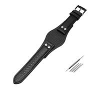 SRTYDCUR 22 mm Echtlederarmband kompatibel mit Fossil CH2592 CH2564 CH2565 CH2891CH3051 Armband Herren-Tablettband mit Nietenstil(Black-black buckle)