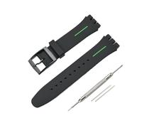 SRTYDCUR Armband 16 mm 17 19 20 for Swatch-Uhren, Herren- und Damenuhren, weiches Silikon, Sportarmband, Zubehör, kompatibel mit SWATCH(Black green tool,20mm)