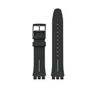 SRTYDCUR Armband 16 mm 17 19 20 for Swatch-Uhren, Herren- und Damenuhren, weiches Silikon, Sportarmband, Zubehör, kompatibel mit SWATCH(Black green,20mm)