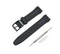 SRTYDCUR Armband 16 mm 17 19 20 for Swatch-Uhren, Herren- und Damenuhren, weiches Silikon, Sportarmband, Zubehör, kompatibel mit SWATCH(Black blue tool,19mm)