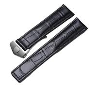 SRTYDCUR Echtlederarmband kompatibel mit Tag Heuer Uhr Carrera Monaco Uhrengürtel Schwarz Braun Armband Armbanduhr(Black-silver,20mm)