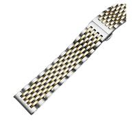 SRTYDCUR End Edelstahl Uhrenarmband 18mm 19mm 20mm 21mm 22mm Ersatzband Butterflyschließe Armband Silber Gold(Silver Gold,18mm)