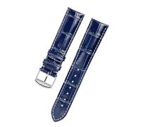 SRTYDCUR Es ist kompatibel mit Longines-Armband, Lederhandwerker, mondblaues Krokodilmuster, prächtiger Comcas-Herrengürtel 19 20 21 mm(Blue Silver Buckle,19mm)