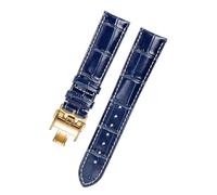 SRTYDCUR Es ist kompatibel mit Longines-Armband, Lederhandwerker, mondblaues Krokodilmuster, prächtiger Comcas-Herrengürtel 19 20 21 mm(A2Blue Gold Buckle,19mm)