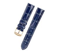 SRTYDCUR Es ist kompatibel mit Longines-Armband, Lederhandwerker, mondblaues Krokodilmuster, prächtiger Comcas-Herrengürtel 19 20 21 mm(Blue Rose Gold,21mm)