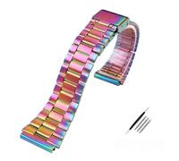 SRTYDCUR Feines Stahlarmband, kompatibel mit CASIO-Stahlarmband A158 / A159 A168 a169 b650 aq230/ 700 Small Gold Watch Series, 18 mm Armband(Colorful 3)