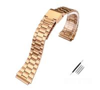 SRTYDCUR Feines Stahlarmband, kompatibel mit CASIO-Stahlarmband A158 / A159 A168 a169 b650 aq230/ 700 Small Gold Watch Series, 18 mm Armband(Rose gold 3)