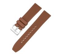 SRTYDCUR Fluorkautschukarmband, 20 mm, 22, FKM, Taucharmband mit Schnellverschluss, kompatibel Omega, MoonSwatch, Seamaster 300(Brown silver clasp,22mm)