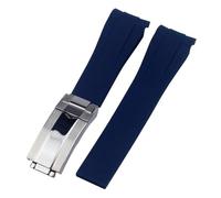 SRTYDCUR Gummi-Armband kompatibel mit Rolex Submariner DAYTONA GMT Yacht-Master Silikonarmband schwarzes Uhrenarmband(Blue silver,20mm)