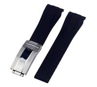 SRTYDCUR Gummi-Armband kompatibel mit Rolex Submariner DAYTONA GMT Yacht-Master Silikonarmband schwarzes Uhrenarmband(Black silver,21mm)