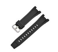 SRTYDCUR Gummi-Uhrenarmband, kompatibel mit Casio GST-W120L S130L S310 B100 GST-W100G, Silikon-Uhrenarmband, Zubehör, 26-14 mm(Black-Silvery Buckle)