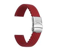 SRTYDCUR Hochfestes Silikonarmband, kompatibel mit Swatch X Blancpain Five Ocean, Uhrenarmband Faltschließe for Herren und Damen, 22 mm, Werkzeug(Dark red)