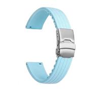 SRTYDCUR Hochfestes Silikonarmband, kompatibel mit Swatch X Blancpain Five Ocean, Uhrenarmband Faltschließe for Herren und Damen, 22 mm, Werkzeug(Light blue)