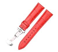 SRTYDCUR Kalbslederarmband Butterfly-Schließe 18 19 20 21 22 24 mm Blau Schwarz Rot Braun Business-Class-Ersatzband(Red,18mm)