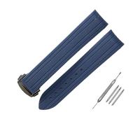 SRTYDCUR Kautschukarmband, kompatibel mit Omega, Seamaster 300, Uhrenarmband, Faltschließe, gebogenes Ende, Uhrenzubehör, 20 mm(Blue black buckle)