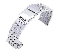 SRTYDCUR Kompatibel mit Breitling New 7 Beads 22 mm 24 poliertem Silber-Uhrenarmband aus massivem Edelstahl Navitimer(22mm)