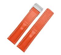 SRTYDCUR Kompatibel mit Breitling-Uhrenarmband, 22 mm, 24 mm, Echtlederarmband, Herrenuhr, Rindslederarmband mit Faltschließe(Orange,22mmNO Buckle)