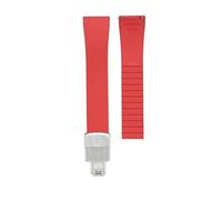SRTYDCUR Kompatibel mit FKM-Fluorkautschuk-Uhrenarmbändern 18 mm 19 20 21 22, universelles Armband Schnellverschluss und Faltschließe for Zuschneiden auf die gewünschte Größe(Red,19mm)