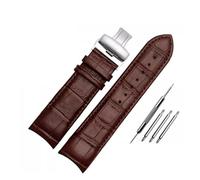 SRTYDCUR Kompatibel mit Tissot 1853 T035 Lederarmband T035627A Kalbslederarmband gebogenem Ende und Schmetterlingsschnalle(Brown-silver,24mm)