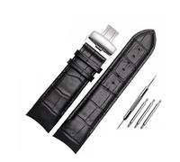 SRTYDCUR Kompatibel mit Tissot 1853 T035 Lederarmband T035627A Kalbslederarmband gebogenem Ende und Schmetterlingsschnalle(Black-silver,22mm)