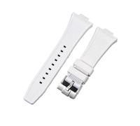 SRTYDCUR Kompatibel mit Tissot PRX Uhrenarmband Super Player T137.407-410 Gummi-Uhrenarmband aus nicht aschfarbenem Silikon, 26-12 mm(White Silver buckle)