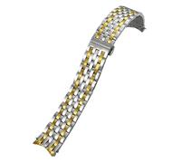 SRTYDCUR Kompatibel mit Tissot T038.430 Edelstahl-Uhrenarmband 19 mm gebogenes Ende Massives Uhrenarmband Silber Armbänder Herren(Silver golden)