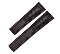 SRTYDCUR Leder-Uhrenarmband, kompatibel mit Tag Heuer Carrera Diving Monaco F1-Serie, atmungsaktive schwarze Uhrenkette, 22 mm, Herren-Uhrenarmbänder(Black red-No buckle)