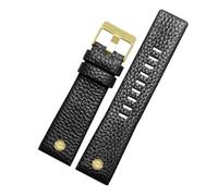 SRTYDCUR Lederarmband kompatibel mit Diesel DZ7257 1657 4323 7314 7313 7371 Uhrenarmband 22 24 26 27 28 30 mm Schwarz Braun Weiß Band(Black gols,26mm)