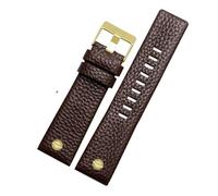 SRTYDCUR Lederarmband kompatibel mit Diesel DZ7257 1657 4323 7314 7313 7371 Uhrenarmband 22 24 26 27 28 30 mm Schwarz Braun Weiß Band(Brown gold,28mm)