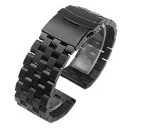 SRTYDCUR Massives Edelstahlarmband 18 mm 20 mm 22 mm 24 mm Ersatz-Uhrenarmband Damen Herren Metallarmband for Seiko-Armband(Black,24mm)