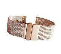 SRTYDCUR Mesh Milanese Loop 16/18/20/22mm Edelstahlarmband Faltschließe Uhrenarmband Herren Damen Metall Ersatzband Uhrenzubehör(Rose gold,18mm)
