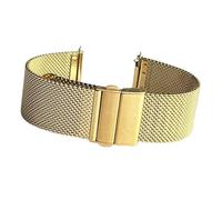 SRTYDCUR Mesh Milanese Loop 16/18/20/22mm Edelstahlarmband Faltschließe Uhrenarmband Herren Damen Metall Ersatzband Uhrenzubehör(Gold,22mm)
