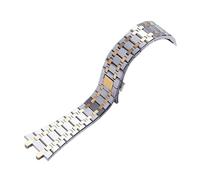 SRTYDCUR Uhrenarmband 21 mm 26 Herren Damen Volledelstahlarmband Kompatibel mit AP ROYAL OAK 15400 26331 15500 Faltschließe(Silver gold)