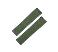 SRTYDCUR Uhrenarmband aus Gummi mit gebogenem Ende, kompatibel Longines Conquest Silikonarmband L3.742.4 642 781 782 im Stil, 21 mm, Faltschließe(Green no buckle)