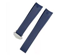 SRTYDCUR Uhrenarmband aus Gummi und Silikon, Faltschließe, weiches Armband, kompatibel mit TAG HEUER 300 WAY201B CALIBRE 5, schwarz-blaues(Blue-sivler buckle)