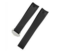 SRTYDCUR Uhrenarmband aus Gummi und Silikon, Faltschließe, weiches Armband, kompatibel mit TAG HEUER 300 WAY201B CALIBRE 5, schwarz-blaues(Black-sivler buckle)