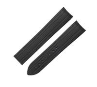 SRTYDCUR Uhrenarmband aus Gummi und Silikon mit gebogenem Ende, kompatibel Omega, Seamaster 300, Armband for Herren Damen, Uhrenzubehör, 20 mm(Black-no buckle)