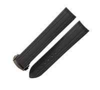 SRTYDCUR Uhrenarmband aus Gummi und Silikon mit gebogenem Ende, kompatibel Omega, Seamaster 300, Armband for Herren Damen, Uhrenzubehör, 20 mm(Black black buckle)