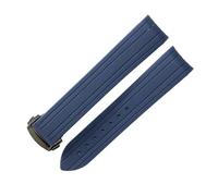 SRTYDCUR Uhrenarmband aus Gummi und Silikon mit gebogenem Ende, kompatibel Omega, Seamaster 300, Armband for Herren Damen, Uhrenzubehör, 20 mm(Blue black buckle)