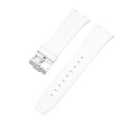 SRTYDCUR Weiches Fluorkautschukarmband, kompatibel mit AP Audemars Piguet Royal Oak 15400/15500/26331, Edelstahl-Uhrenarmband Schmetterlingsschließe, 26 mm(White)