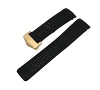 SRTYDCUR Weiches Silikon-Uhrenarmband, 22 mm, 24, kompatibel mit TAG HEUER GRAND CARRERA AQUARACER, Armband for Herren, Uhrenarmbänder aus Gummi(Black-gold,24mm)